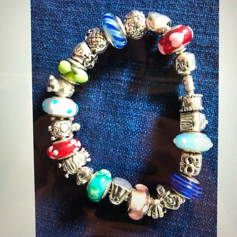 Auth colorful Sterling Silver Pandora Bracelet